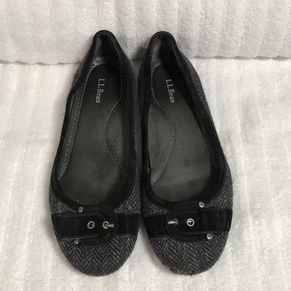 Lands end flannel ballet flat. Rubber bottom